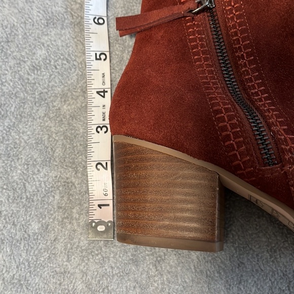 Sole Society Suede Boots Booties Size 7.5 Ankle Block Heel Boho Western - Picture 9 of 11